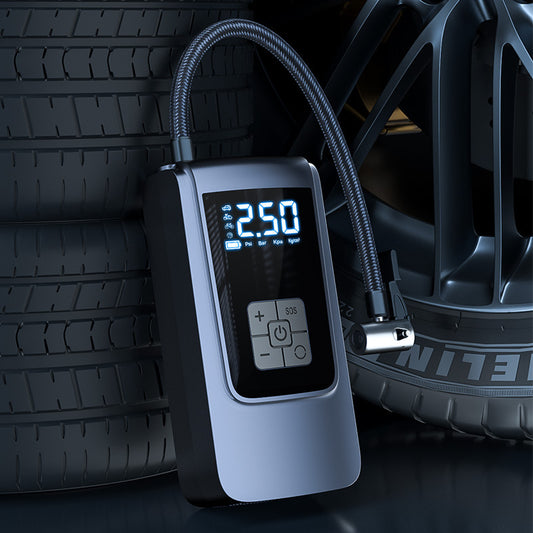 New portable car air pump intelligent digital display air pump bicycle tire basketball electric air pump cylinder