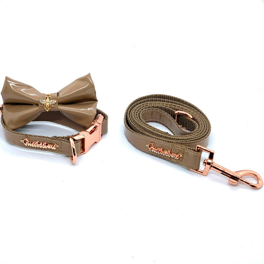 Champagne Collar, Leash & Bow tie set
