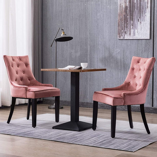 Dining Chairs Set of 2 Velvet Fabric Chairs with Wooden Style Metal Legs for Dining Room,Living Room,Kitchen,Pink(And many